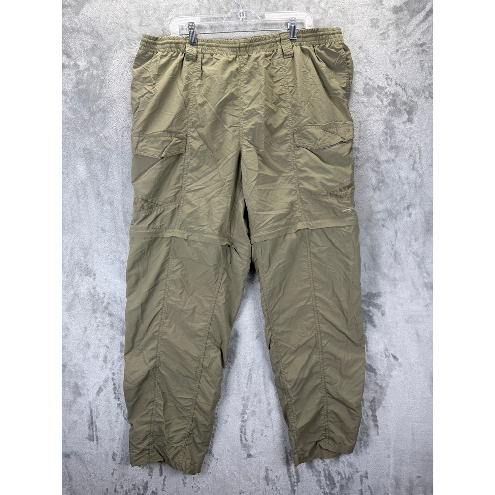 Columbia PFG Mens XXL 32L Convertible Cargo Pants Tan Khaki Nylon Fishing Hiking